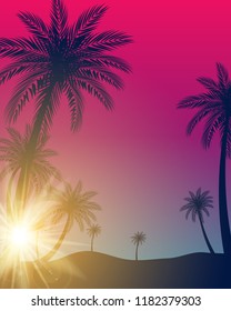 Beautifil Palm Tree Leaf  Silhouette Background Vector Illustration EPS10