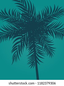 Beautifil Palm Tree Leaf  Silhouette Background Vector Illustration EPS10