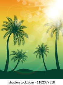 Beautifil Palm Tree Leaf  Silhouette Background Vector Illustration EPS10