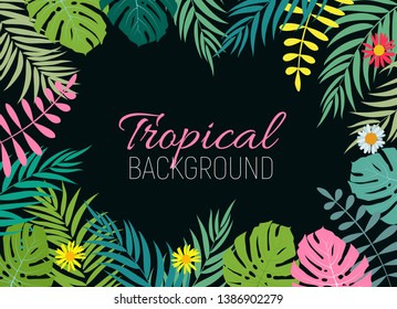 Beautifil Palm Tree Leaf  Silhouette Background Vector Illustration EPS10