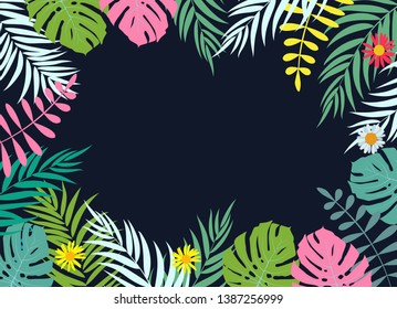 Beautifil Palm Tree Leaf  Silhouette Background Vector Illustration EPS10