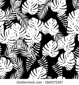Beautifil Palm Tree Leaf  Silhouette Seamless Pattern Background Vector Illustration EPS10