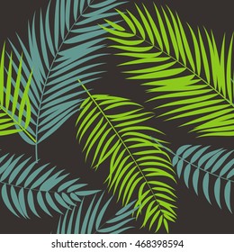 Beautifil Palm Tree Leaf  Silhouette Seamless Pattern Background Vector Illustration EPS10