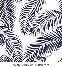 Beautifil Palm Tree Leaf  Silhouette Seamless Pattern Background Vector Illustration EPS10