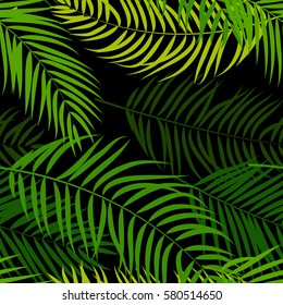 Beautifil Palm Tree Leaf Silhouette Seamless Pattern Background Vector Illustration EPS10