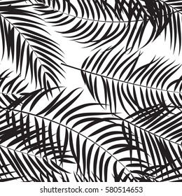 Beautifil Palm Tree Leaf Silhouette Seamless Pattern Background Vector Illustration EPS10