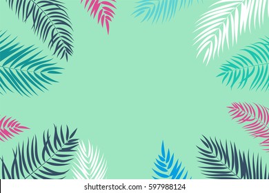 Beautifil Palm Tree Leaf  Silhouette Background Vector Illustration EPS10