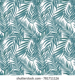 Beautifil Palm Tree Leaf  Silhouette Seamless Pattern Background Vector Illustration EPS10