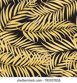Beautifil Palm Tree Leaf  Silhouette Seamless Pattern Background Vector Illustration EPS10