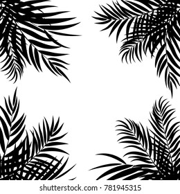 Beautifil Palm Tree Leaf  Silhouette Background Vector Illustration EPS10
