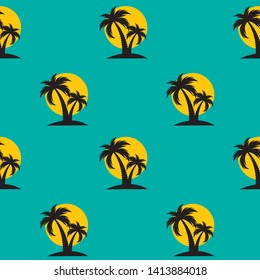 Beautifil Palm Tree Silhouette Seamless Pattern Background Vector Illustration EPS10