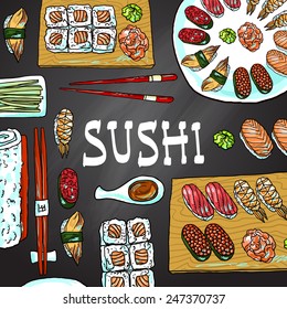 Beautifui hand drawn illustration japanese food for your design