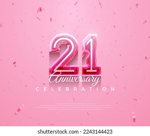 Beautiful 21st anniversary celebration design with feminine pink color.