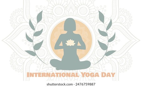 beautiful 21st june yoga day banner with meditation posture silhouette