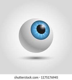 Beautiful 3d eyeball with blue iris and shadow. - Vector