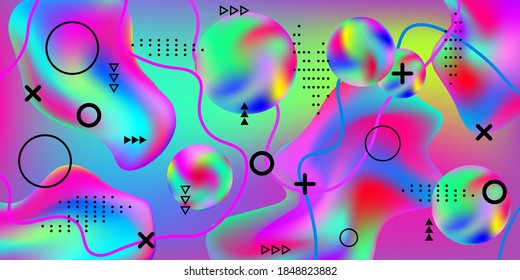 Beautiful 3d poster design, great design for any purposes. Bright smooth mesh is blurred by a futuristic pattern in multicolored tones. Gradients waves music background.