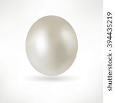 Beautiful 3D shiny natural White Pearl. Vector Illustration. Isolated 