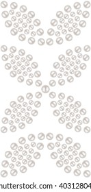 Beautiful 3D shiny natural White Pearl seamless pattern. Dotted petals and flowers. Wedding theme. Abstract Background. Vector Illustration. 