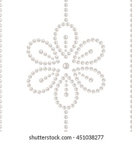 Beautiful 3D shiny natural White Pearl seamless pattern. Mosaic flowers. Wedding theme. Abstract Background. Vector Illustration. 
