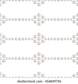 Beautiful 3D shiny natural White Pearl seamless pattern. Mosaic flowers. Wedding decoration. Abstract Background. Vector Illustration. 