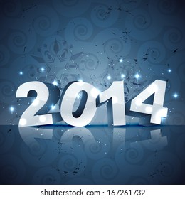 beautiful 3d style 2014 happy new year design