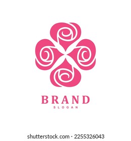 beautiful 4 rose flower logo template for your brand or business