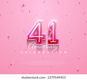 Beautiful 41st anniversary celebration design with feminine pink color. Premium vector background for greeting and celebration.