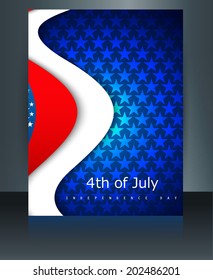 Beautiful 4th of July United States of America brochure with template reflection wave holiday vector