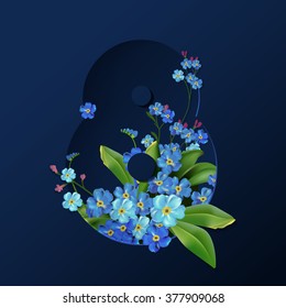 Beautiful 8 March Women's Day Spring greeting card template