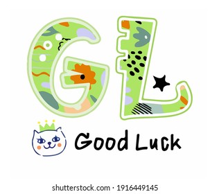 Beautiful abbreviation vector. Coloring vector illustration easy to edit and customize. Template for print design and chat with different words.