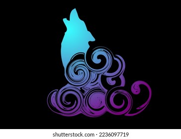 Beautiful Abstract Animal Wolf Dog Howling silhouette painting wallpaper or background