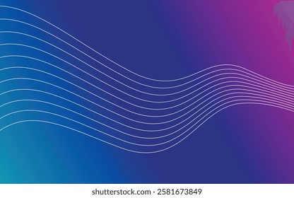 Beautiful abstract art background with hd quality. pink and blue gradient wallpaper with customized lines. aesthetics wavy white lines on dark background, gradient wallpaper graphic curves