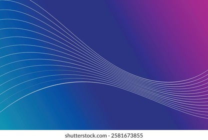 Beautiful abstract art background with hd quality. pink and blue gradient wallpaper with customized lines. aesthetics wavy white lines on dark background, gradient wallpaper graphic curves