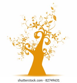 Beautiful abstract art tree isolated on white background