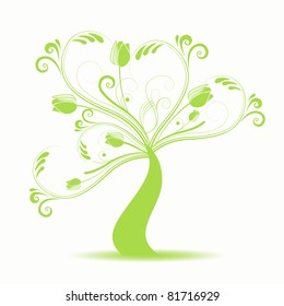 Beautiful abstract art tree on white background