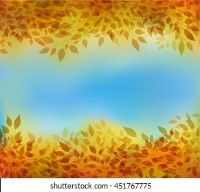 Beautiful abstract autumn background with branches and leaves