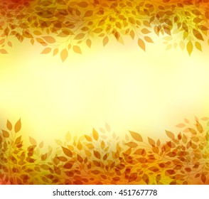 Beautiful abstract autumn background with branches and leaves