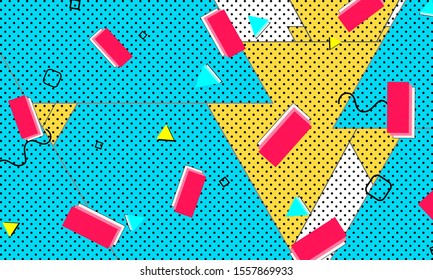 Beautiful Abstract Backdrop. Turquoise Halftone Artwork. Coral Color Illustration. 90s Amber Wallpaper. Black Cartoon Decor. White Memphis Modern Background.
