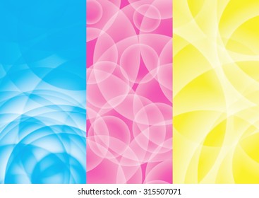 Beautiful abstract background for banners, with yellow, pink, and blue colors. Consisting of glowing lines and circles.