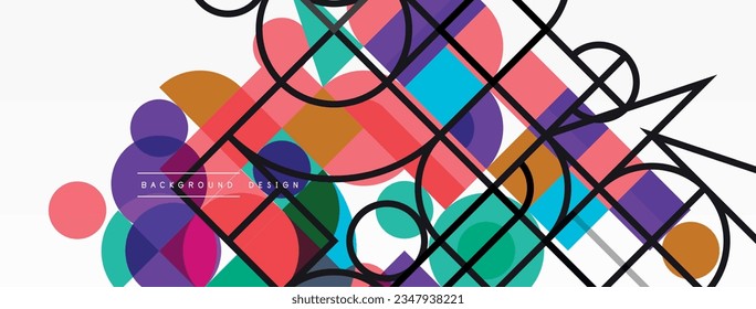 Hermoso fondo abstracto. Círculos, formas triangulares y cuadrados. Plantilla geométrica mínima para papel de pared, pancarta, fondo o aterrizaje