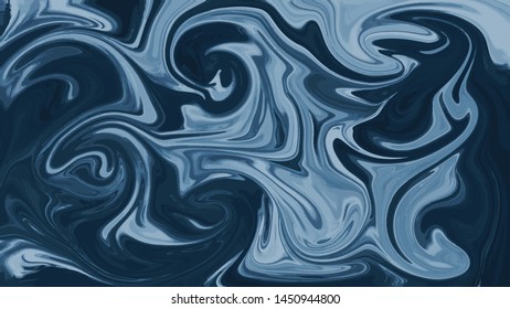 Beautiful abstract background. dark blue mixed acrylic paints. Marble texture. Contemporary art. 