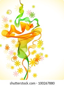Beautiful abstract background with flowers and wave,vector illustration