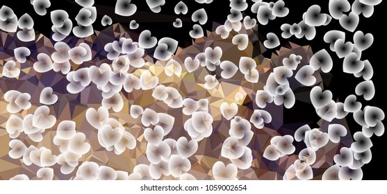 Beautiful abstract background with flying transparent hearts. Horizontal banner, texture, flyer, layout, postcard. Vector clip art. - Powered by Shutterstock - Get 15% off with code: PIKWIZARD15