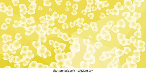 Beautiful abstract background with flying transparent hearts. Horizontal banner, texture, flyer, layout, postcard. Vector clip art.