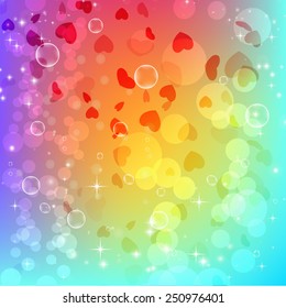 Hermoso fondo abstracto con gradiente y corazones. Ilustración del vector