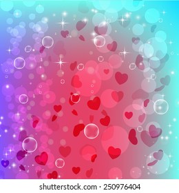 Beautiful abstract background with gradient and hearts. Vector illustration