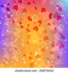 Beautiful abstract background with gradient and hearts. Vector illustration