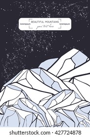  beautiful abstract background with hand drawn mountains. vector template in cold tones
