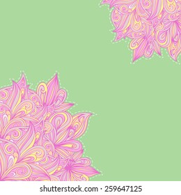 Beautiful abstract background with leaves and waves. 