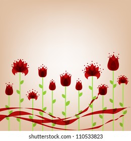 Beautiful abstract background with red flowers